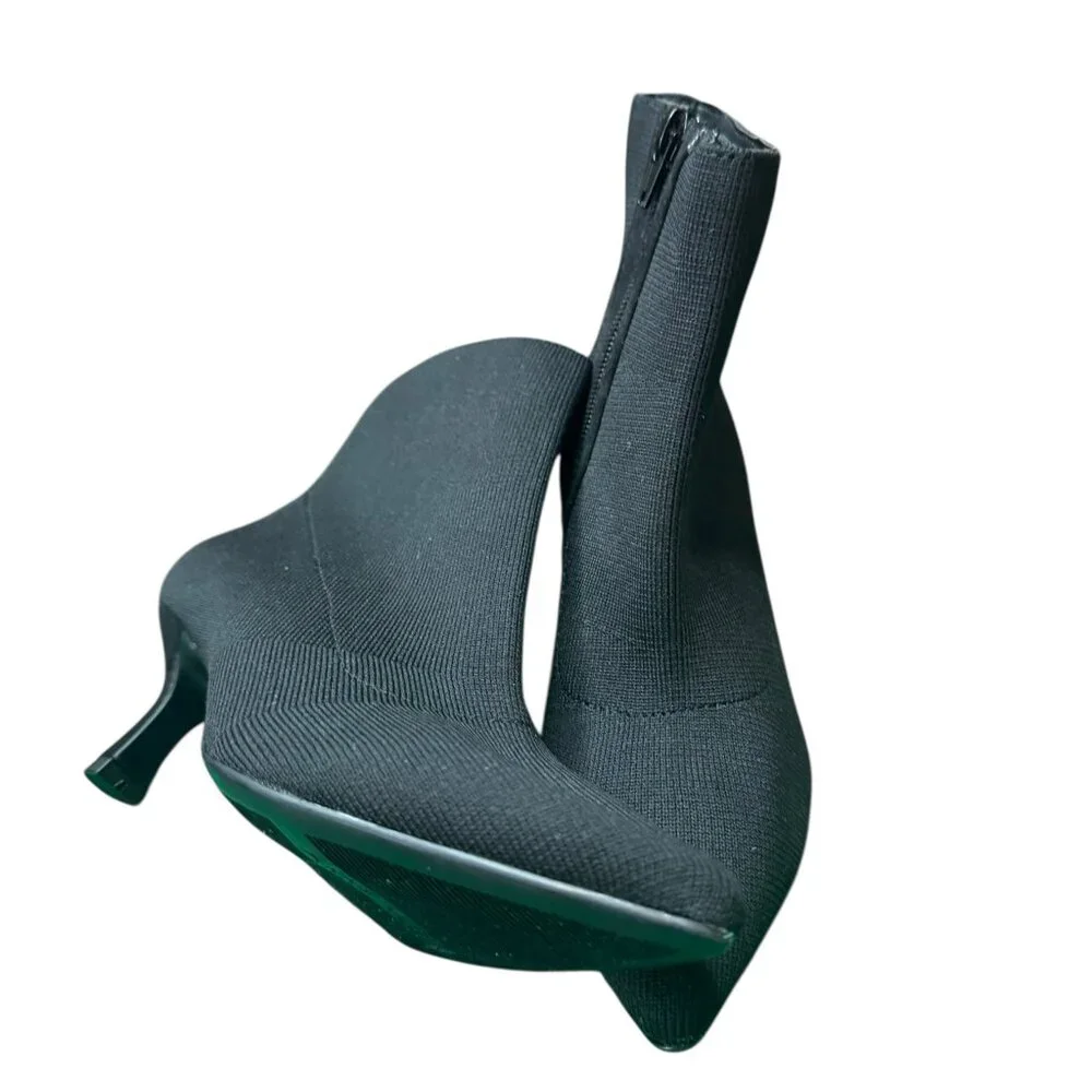Anne Klein AK Federica Black Sock Booties | Size 6 | Kitten Heel Pointed Toe NWT - Picture 3 of 7